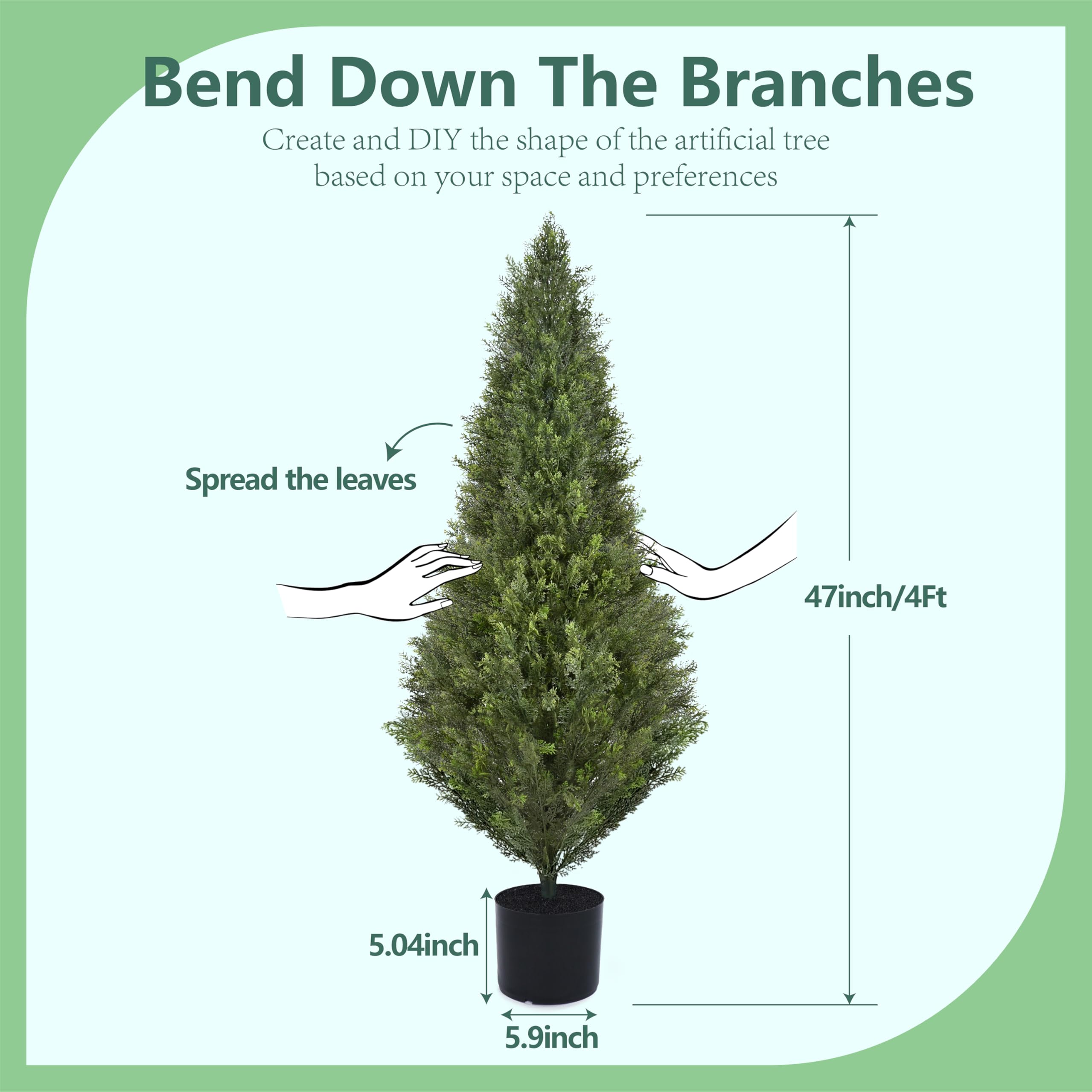 Decwin artificial cedar topiary suits balconies, patios, and foyers.