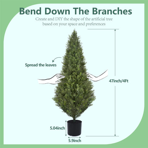 Decwin artificial cedar topiary suits balconies, patios, and foyers.