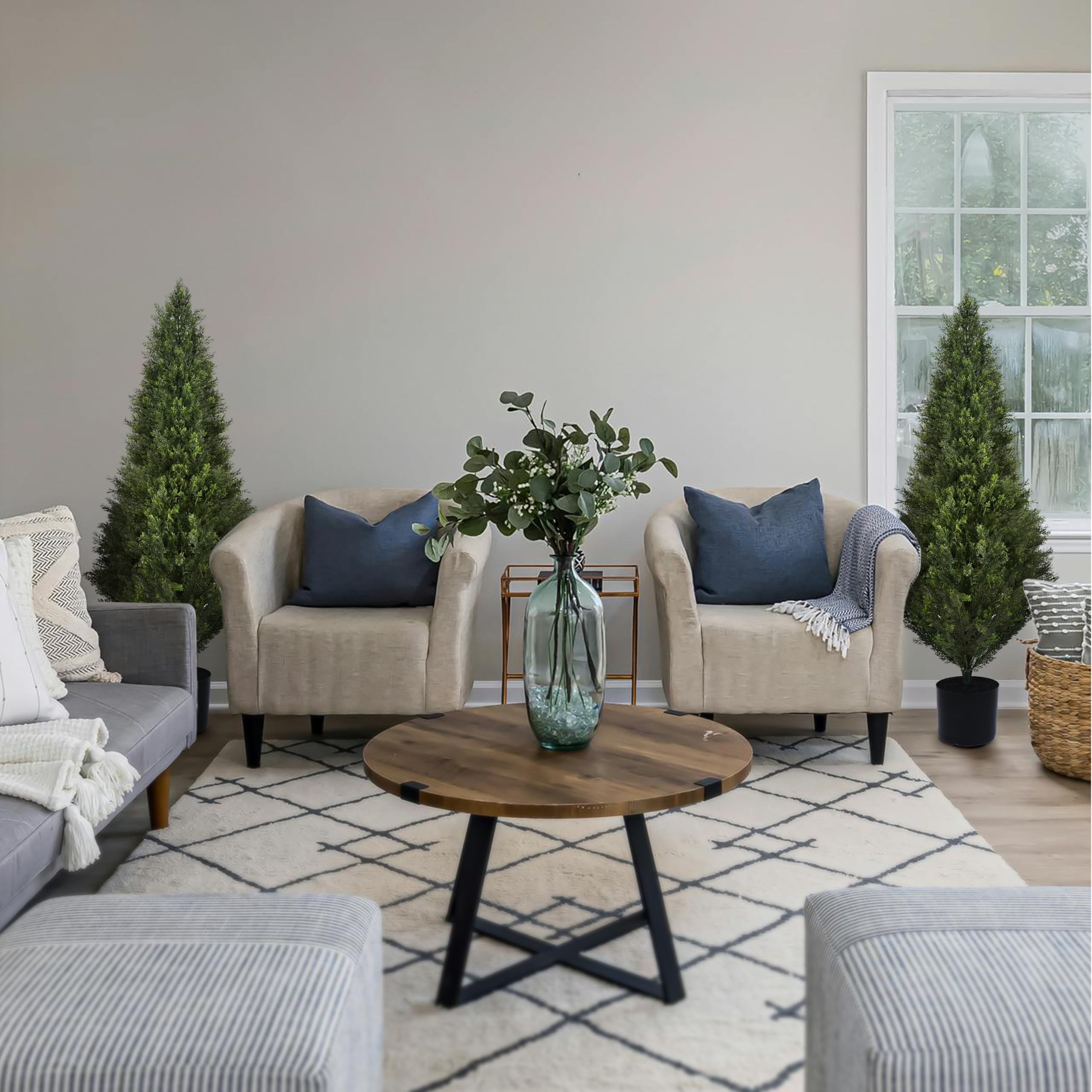 Decwin lifelike cedar topiary texture for evergreen decor.