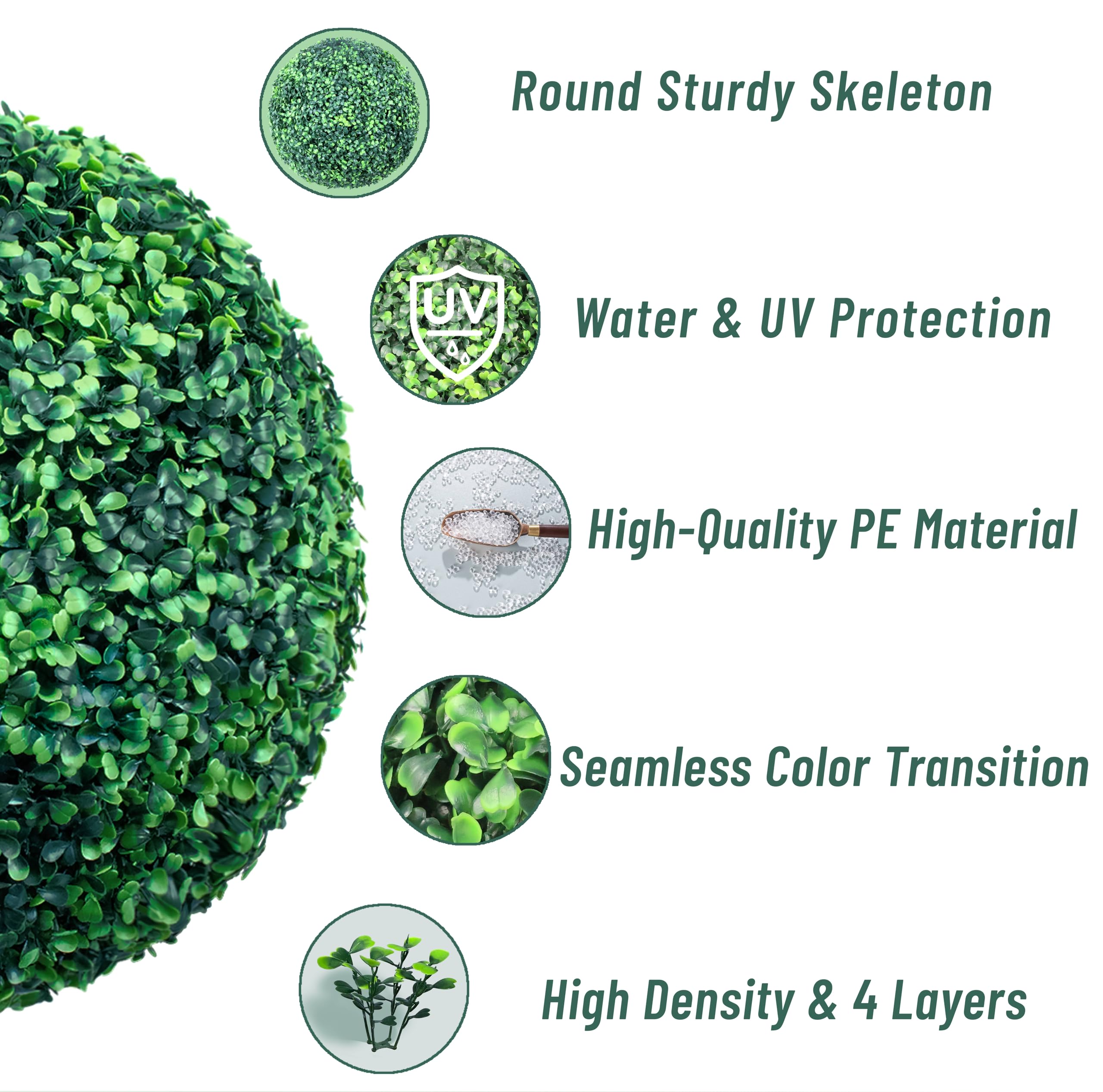 UV-proof Decwin boxwood ball withstands sun and outdoor conditions