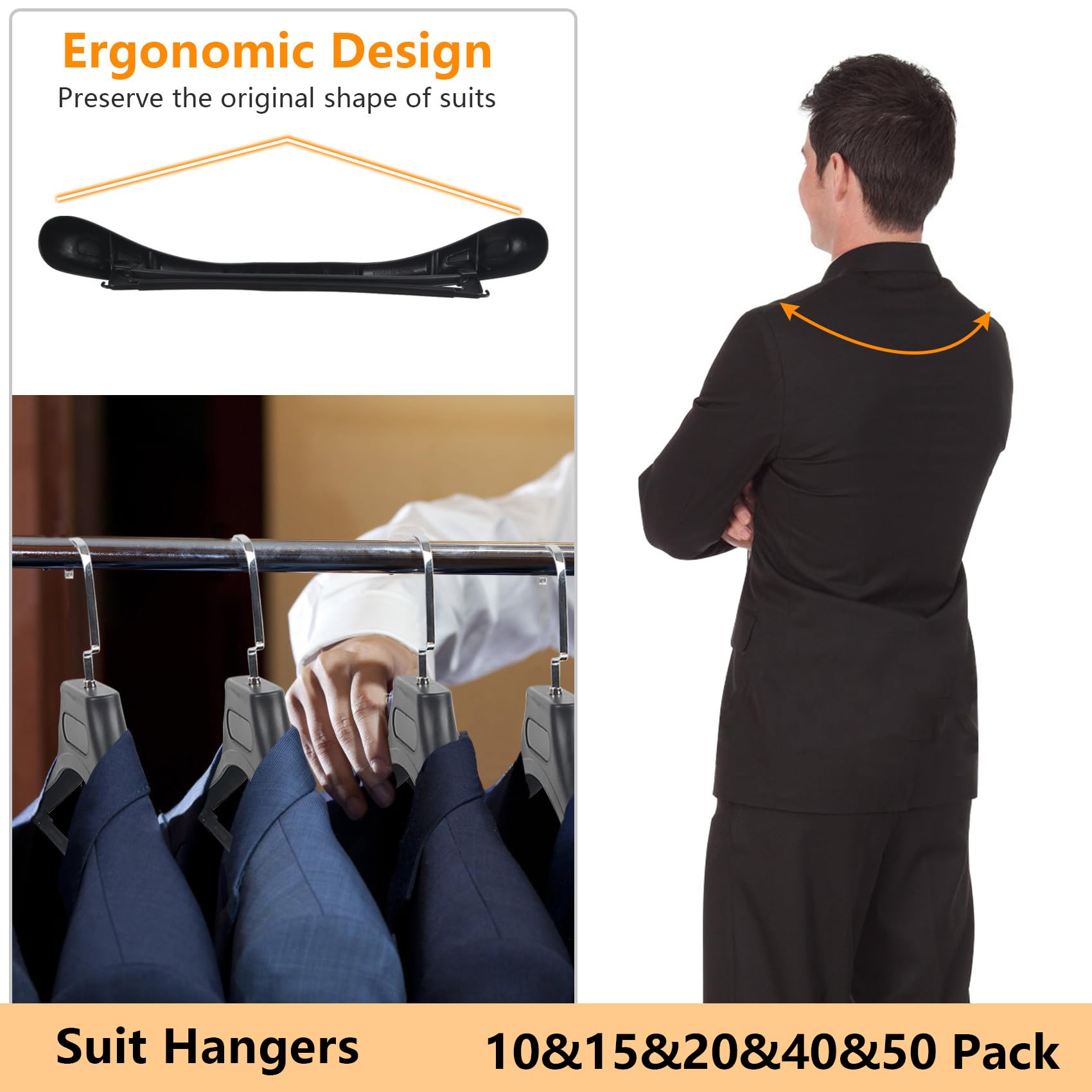 DEDU plastic hanger features a sturdy metal hook for easy access