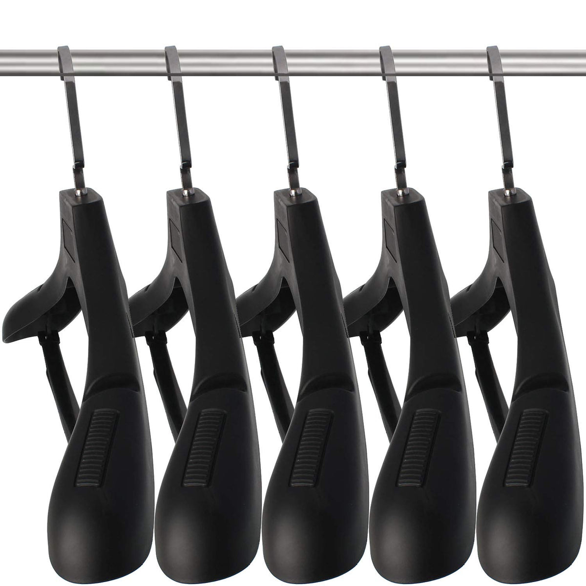 DEDU plastic extra-wide suit hanger with notched shoulders maintains jacket shape