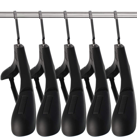 DEDU plastic extra-wide suit hanger with notched shoulders maintains jacket shape