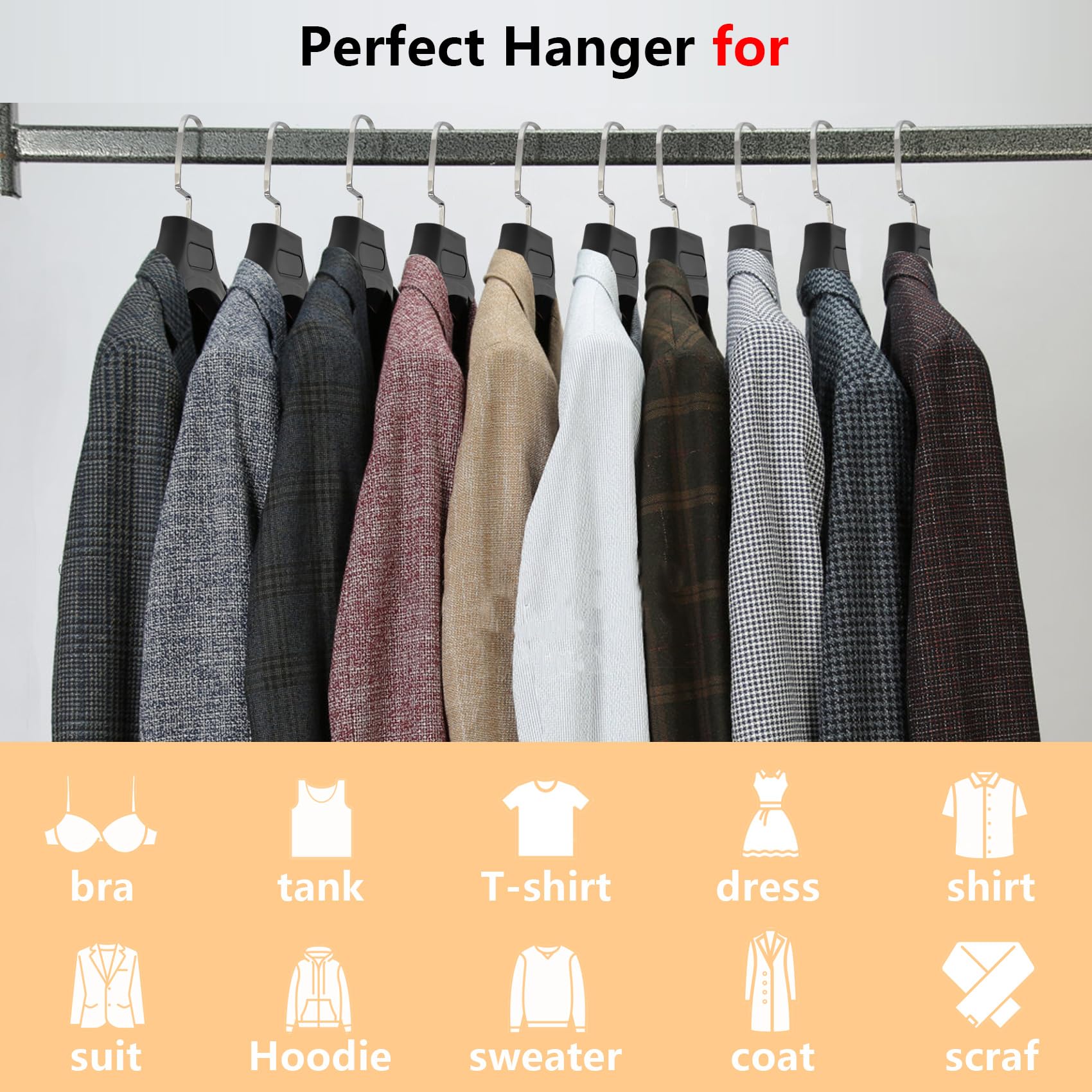 DEDU wardrobe organization with wide shoulders supports suits evenly.