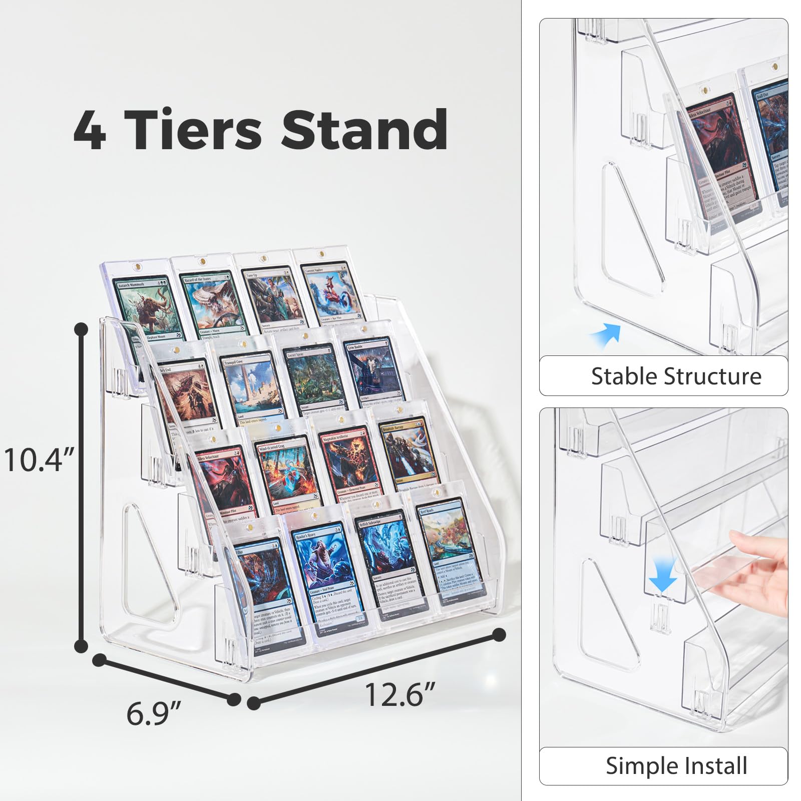DEEIF 12-inch shelf spacing for multi-item side-by-side display.