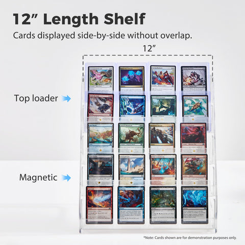DEEIF 2-pack acrylic card display stand angled shot, keeps cards upright with stable support.