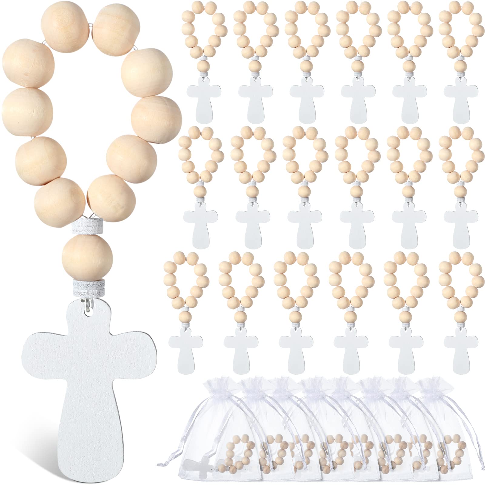 Deekin wooden rosary beads with cross pendant bulk pack for events and gifts.