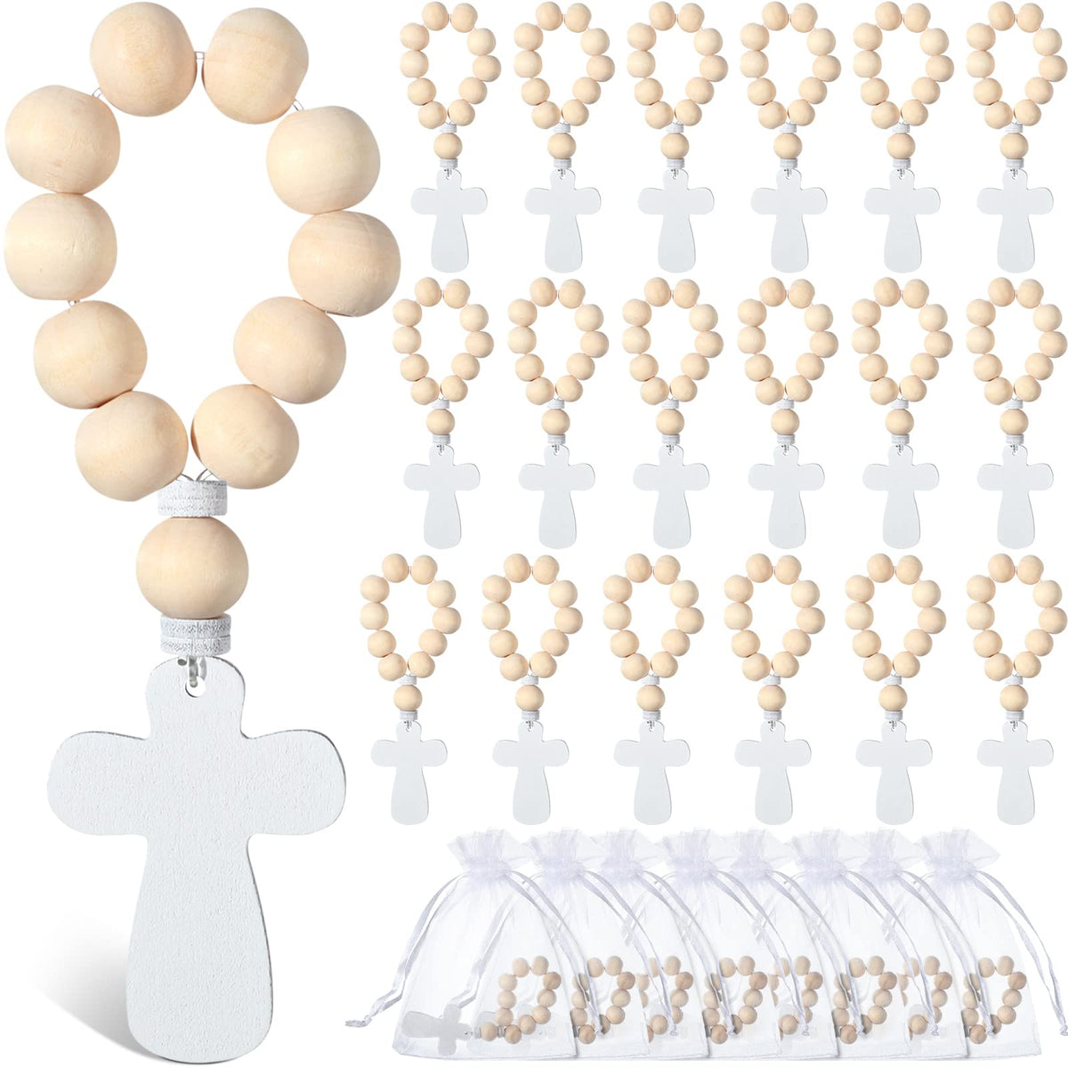 Deekin wooden rosary beads with cross pendant bulk pack for events and gifts.