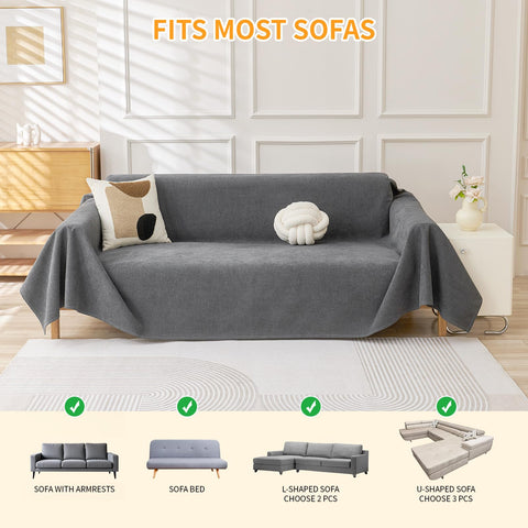 Deep Dream 71x118 dark grey couch cover on loveseat enhances protection.