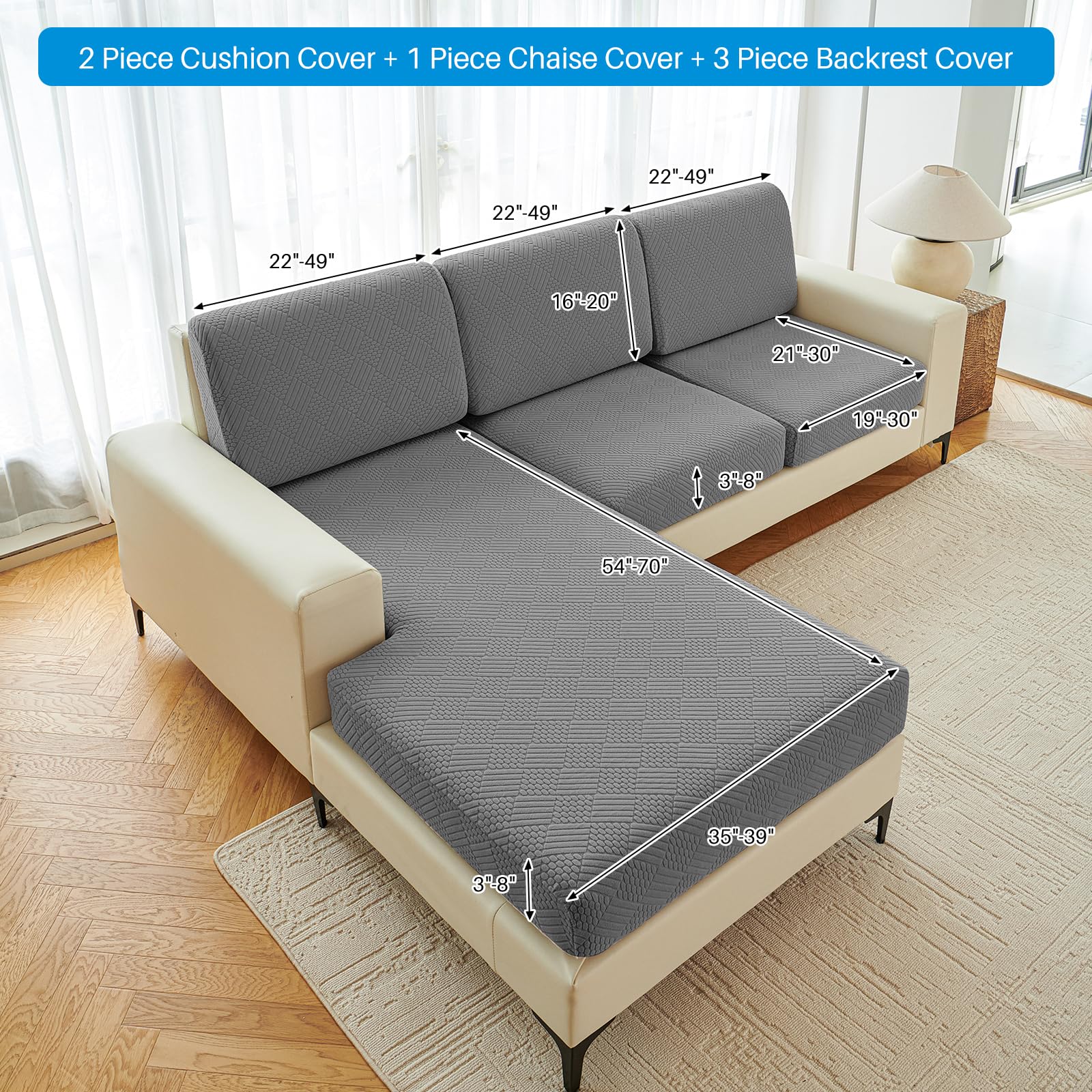 Deep Dream backrest covers secure cushions for a neat look