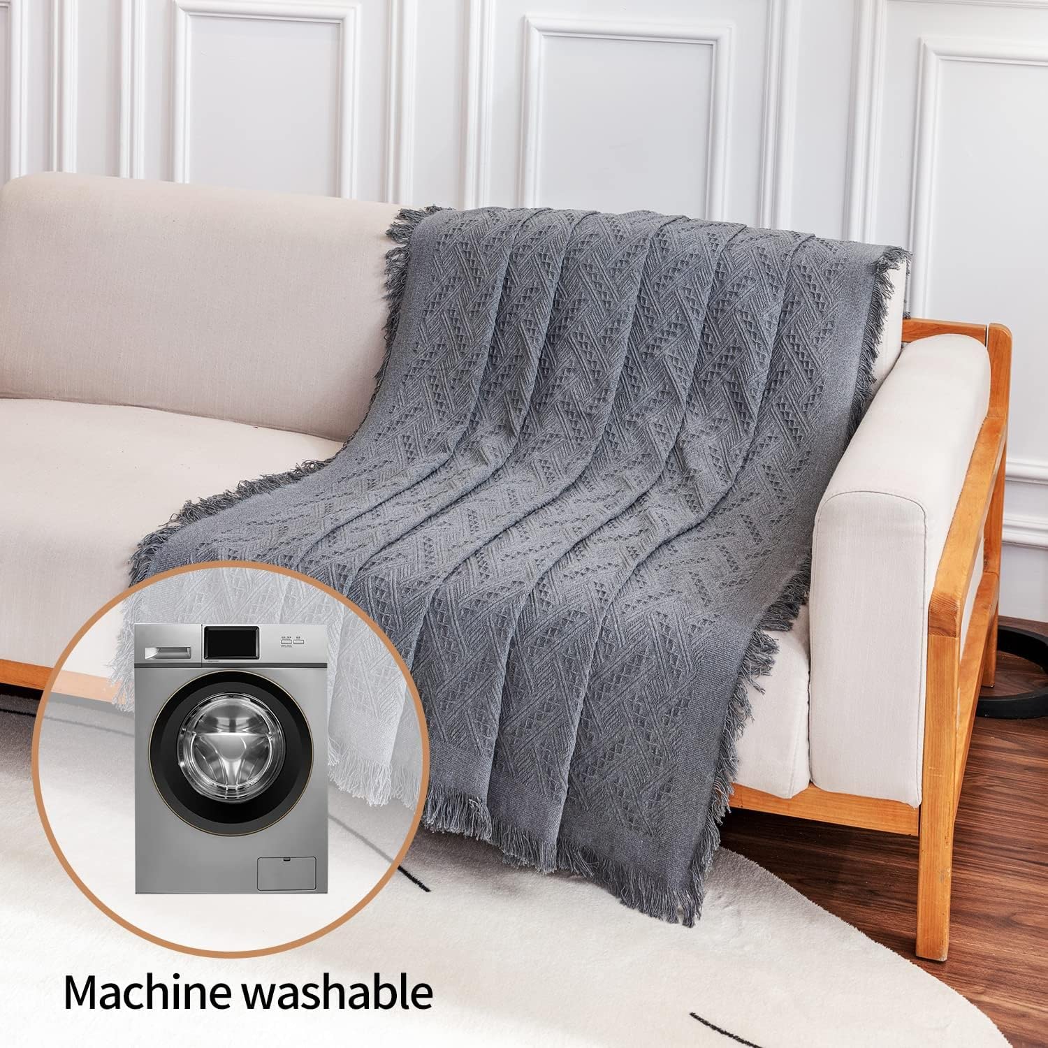 Deep Dream easy-install cover demonstrates quick setup over a sofa.