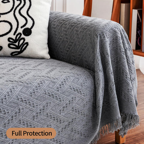 Deep Dream sofa cover installed on a sectional highlighting easy fit