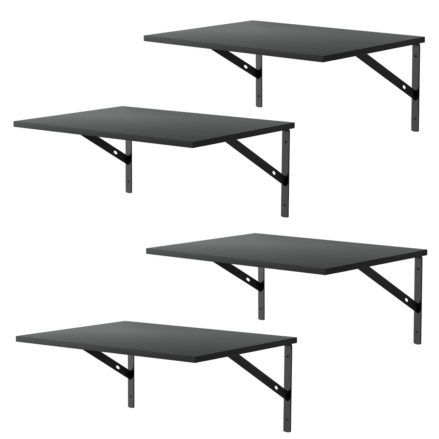 Deep Floating Wall Shelves black boards mounted for spacious display and storage.