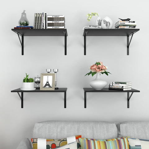 Deep Floating Wall Shelves durable wood boards with steel brackets for reliable use.