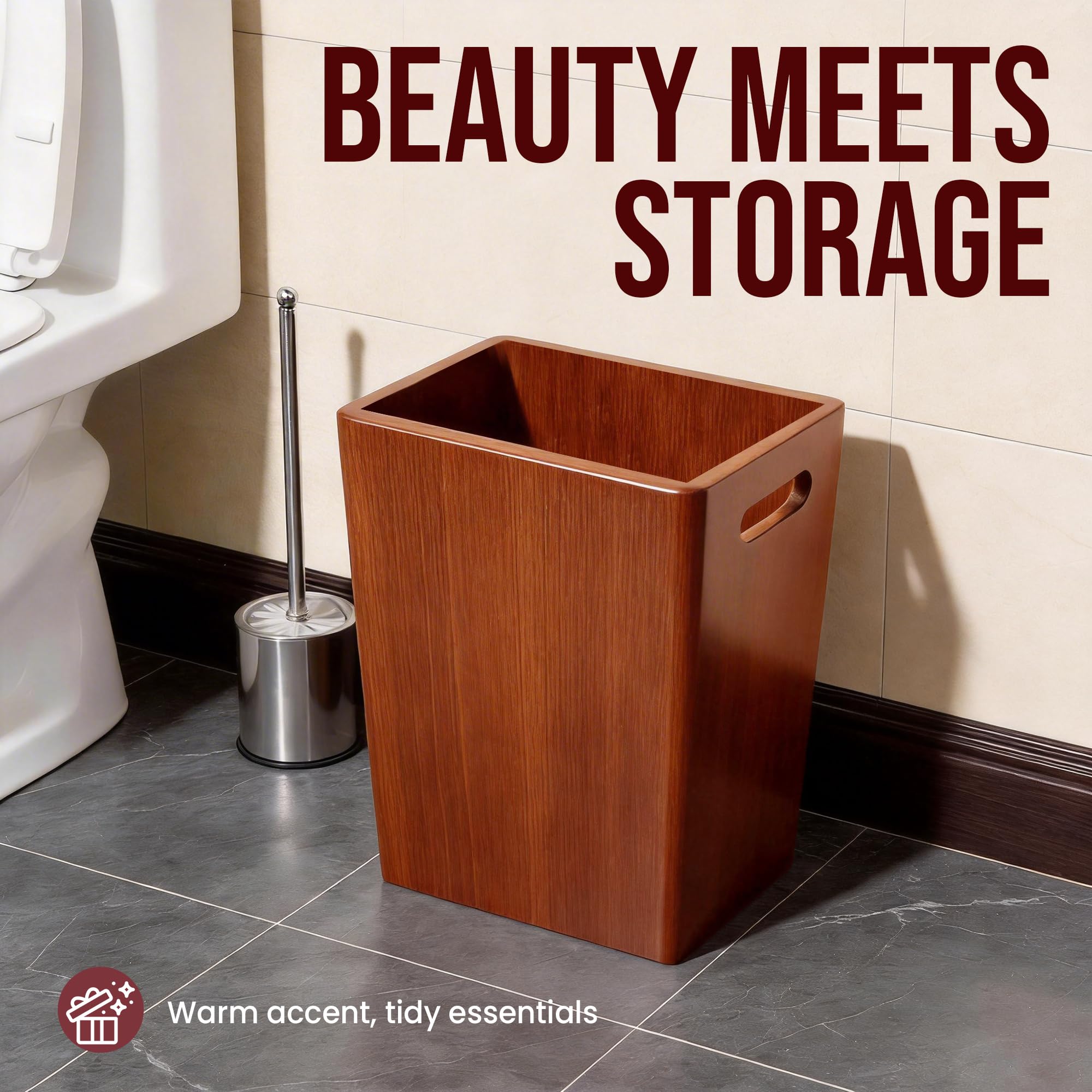 Deepredcoast decorative storage fits towels or magazines beside the sink.