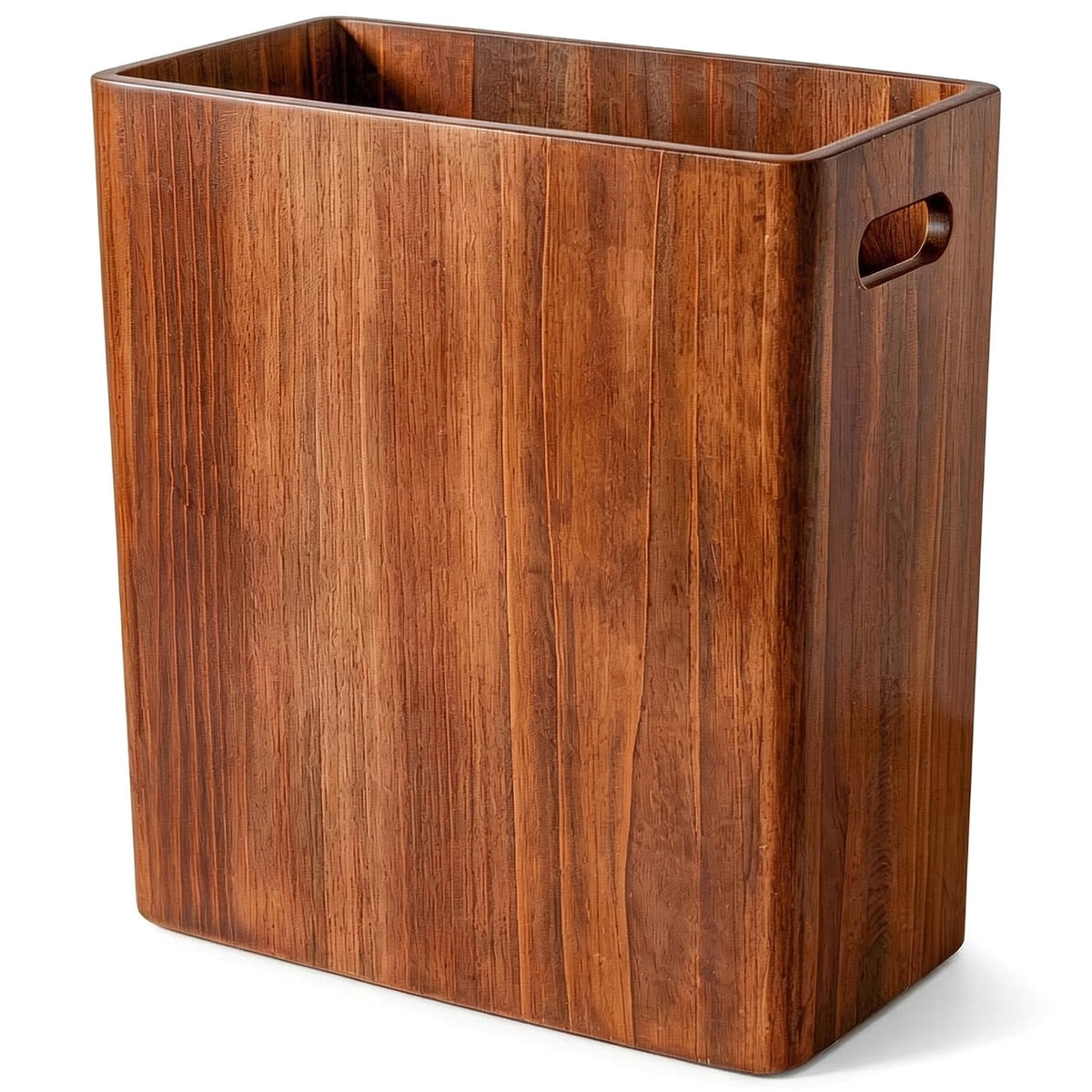 Deepredcoast decorative wooden bathroom trash can adds warmth and tidy storage.