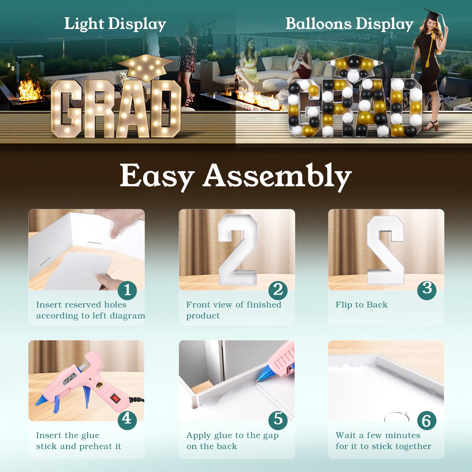 Deerher glue gun included for quick, sturdy decor assembly