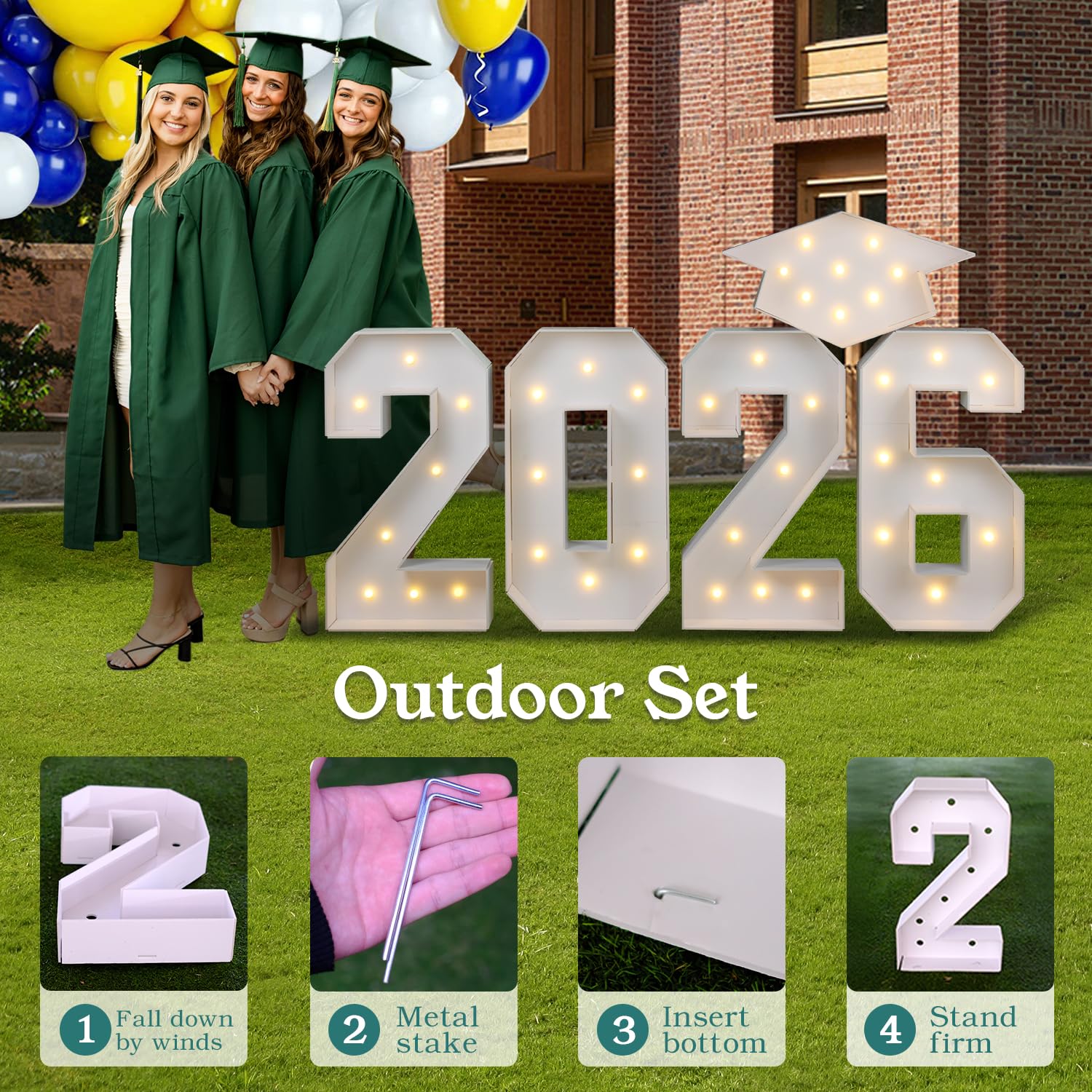 Deerher graduation cap decor adds a classic finishing touch.