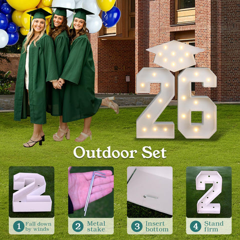 Deerher graduation cap decor adds a finishing touch.
