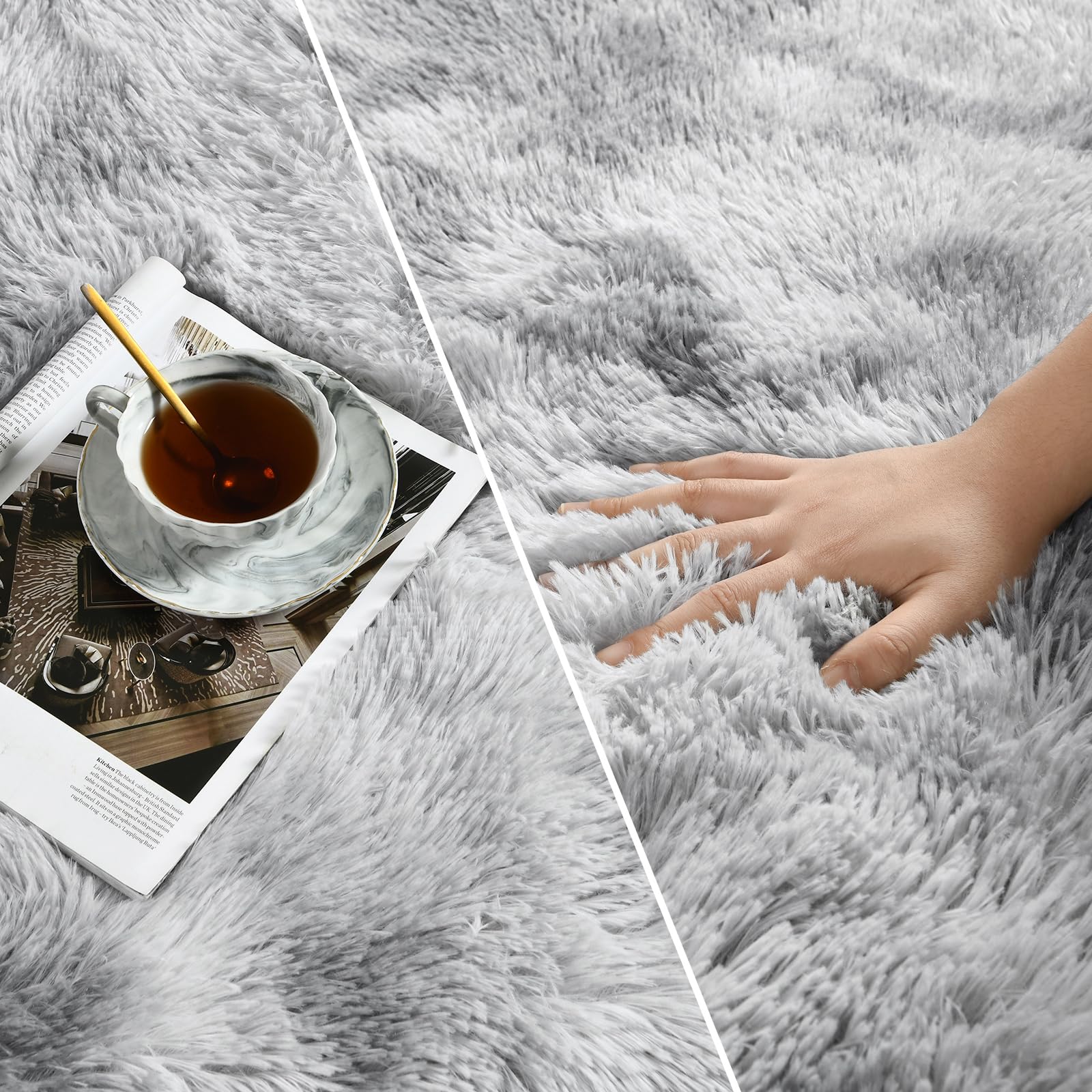 Deerhoo ultra-soft plush bedroom rug feels cloud-like under bare feet.