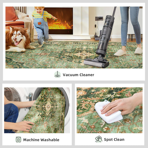 Deerly foldable green rug suitable for living rooms, dorms, or nurseries