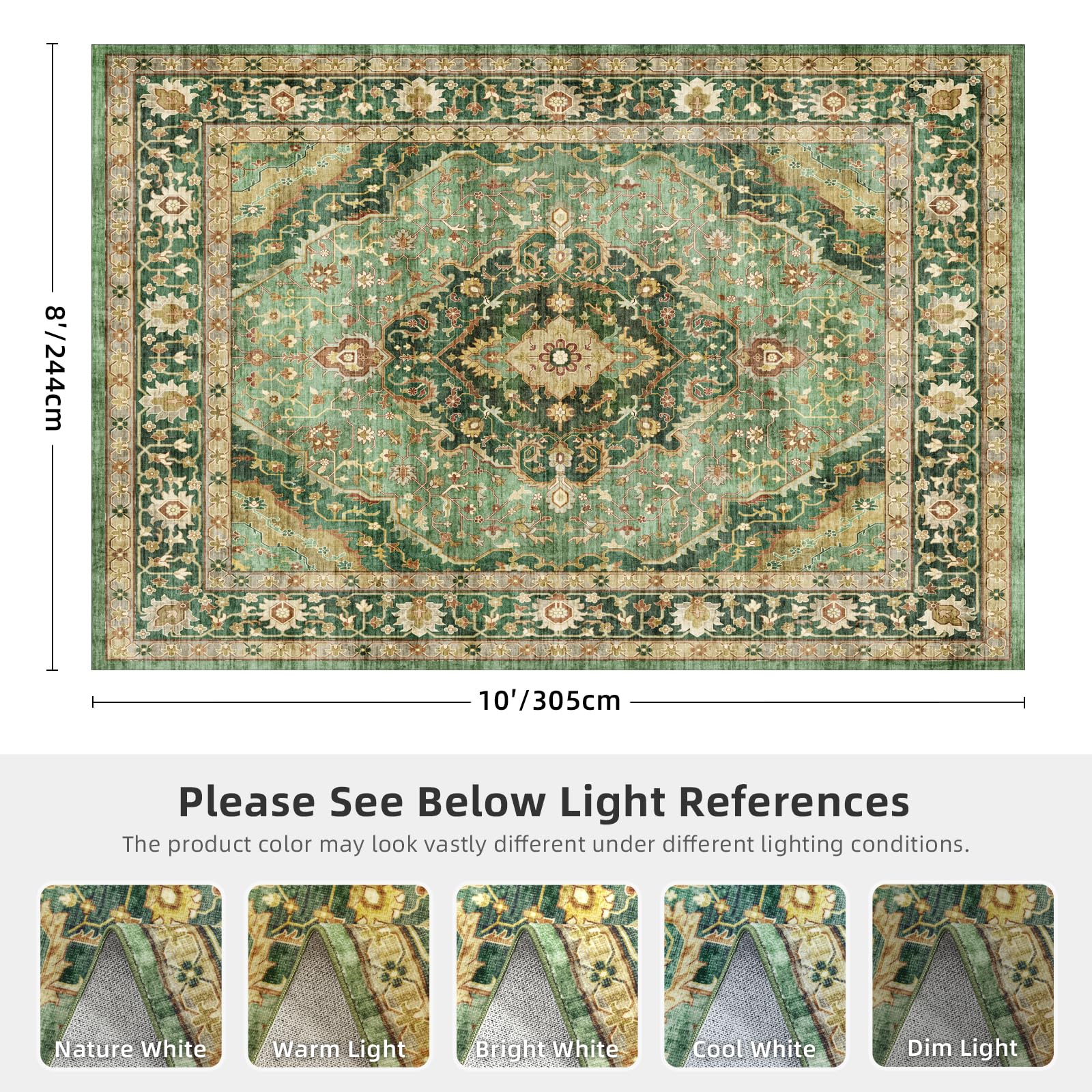 Deerly Non-slip backing on 8x10 rug improves safety on smooth floors