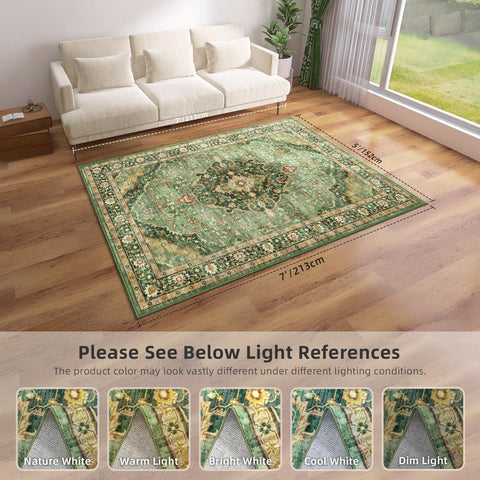 Deerly multi-use green rug ideal under furniture or in offices