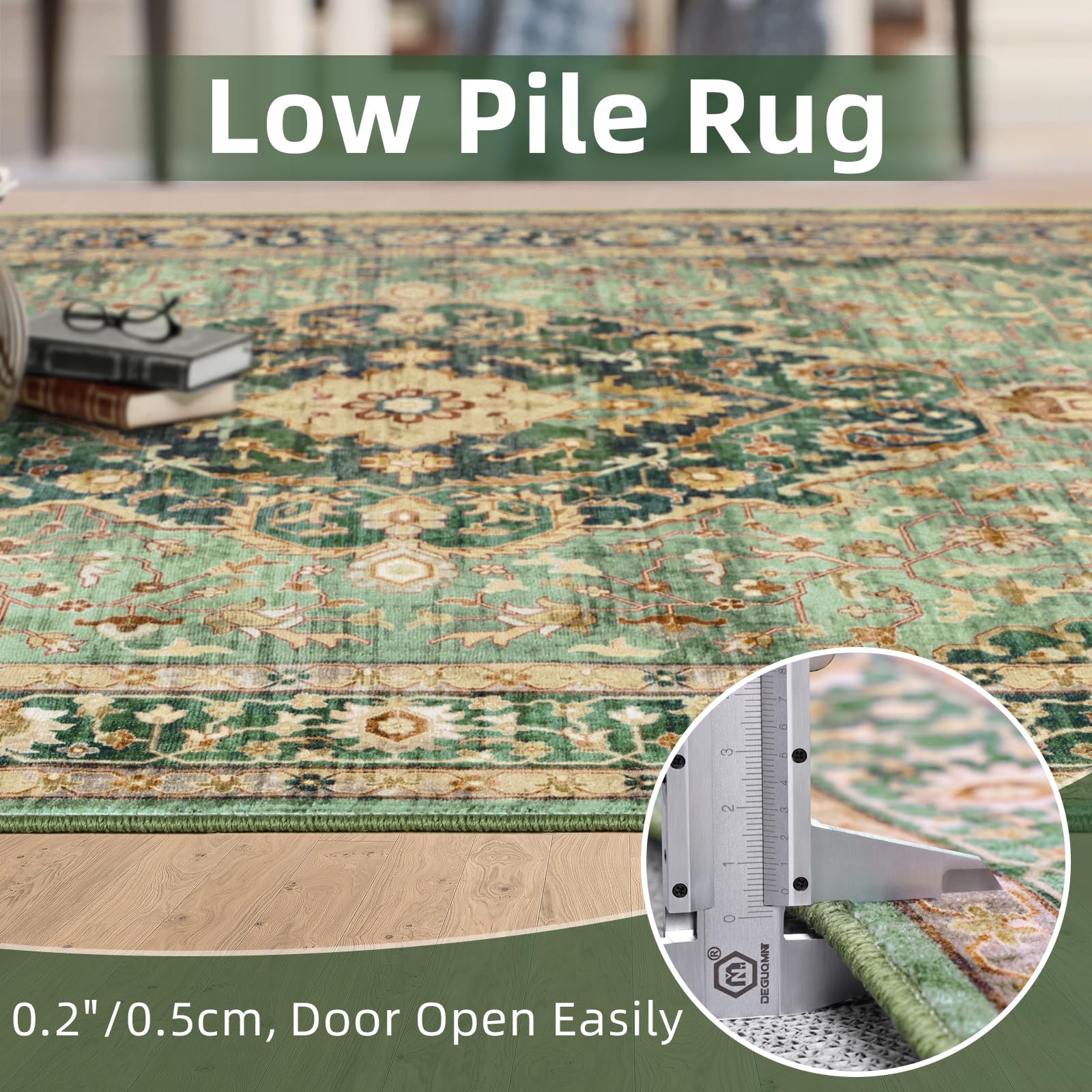Deerly vintage oriental green rug adds character to bedrooms