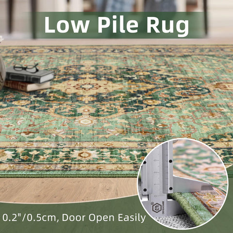 Deerly vintage oriental green rug adds character to bedrooms