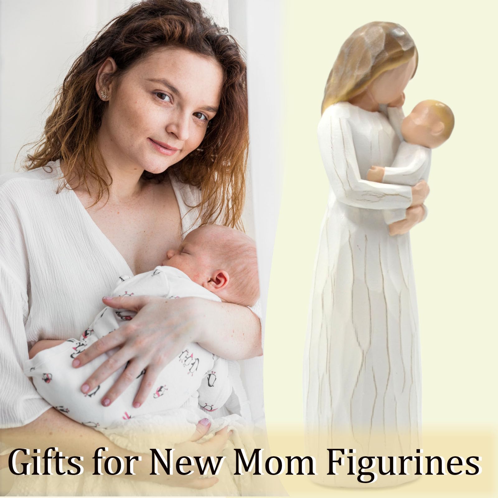DEERWIN minimalist mom-baby art fits nursery shelves or mantels with versatility.