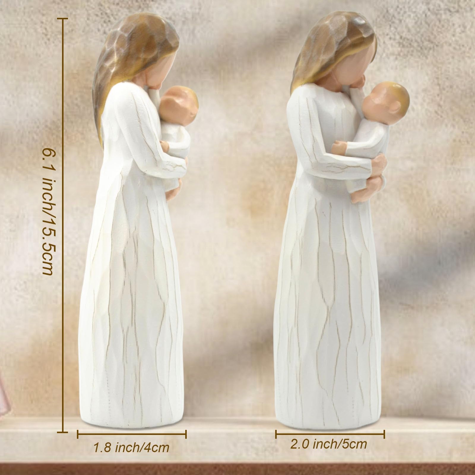 DEERWIN resin figurine celebrates first motherhood moments with calm neutral tones.