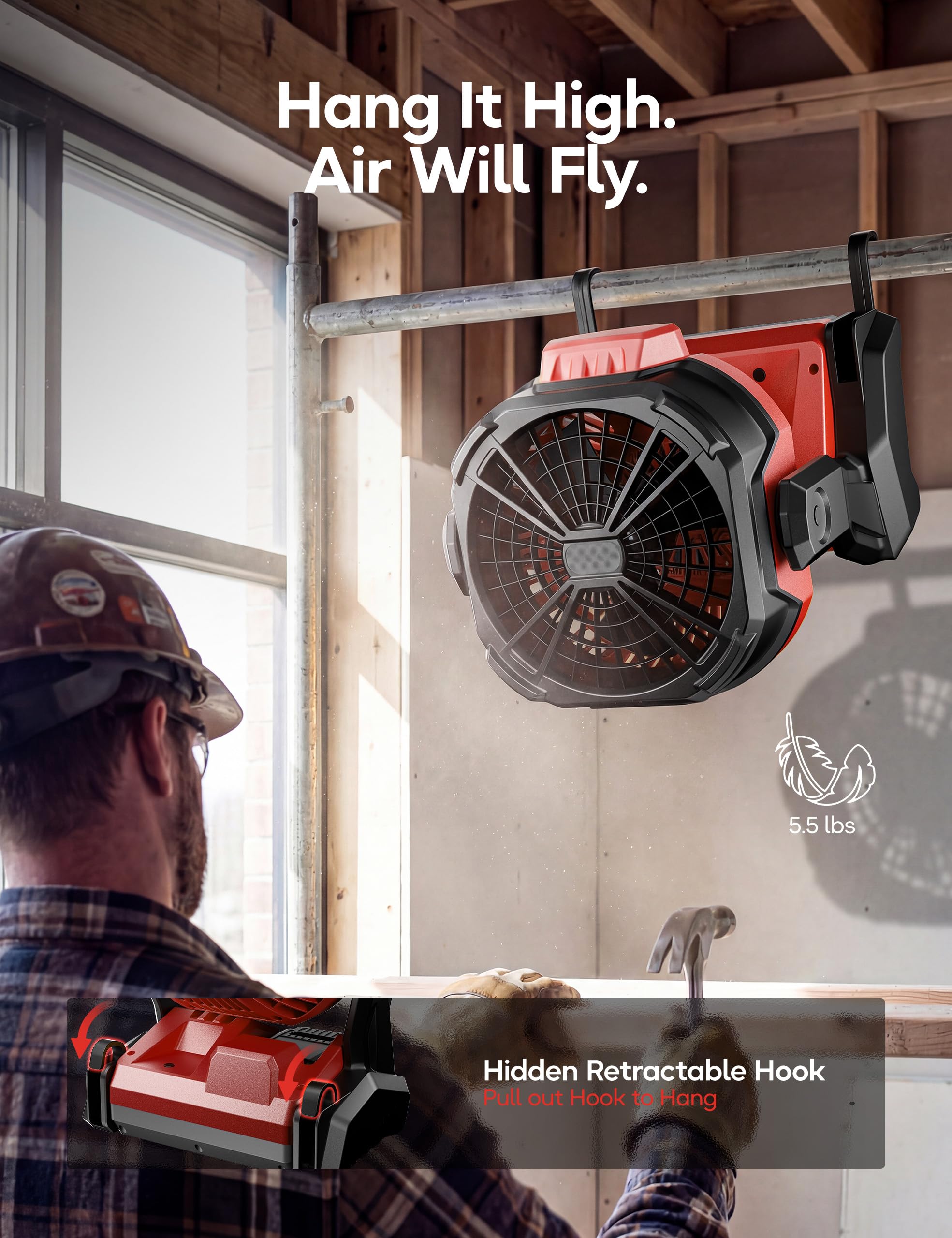 DeForce fan ideal for camping and workshops.