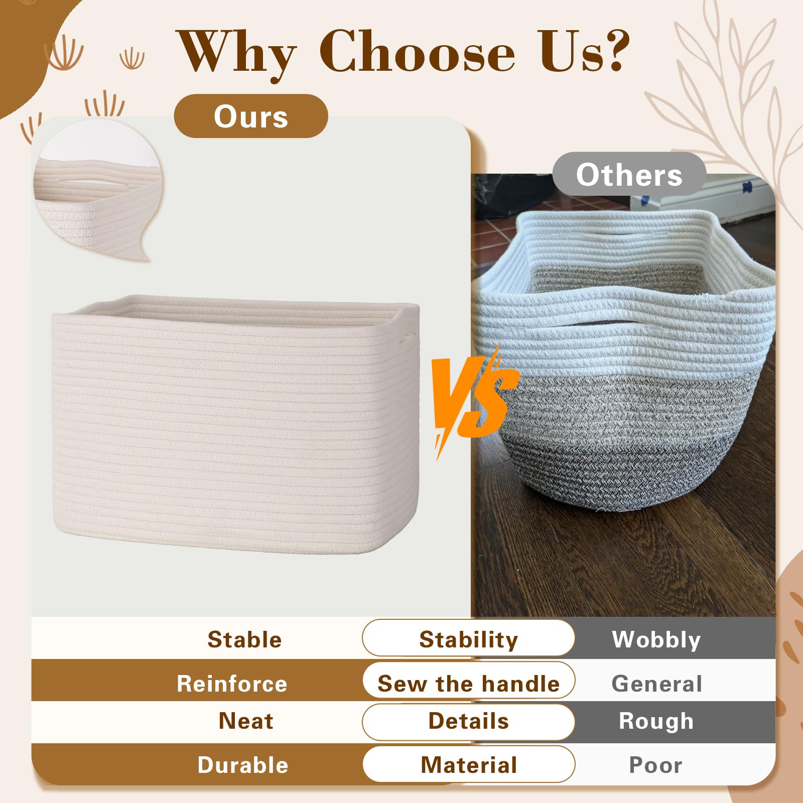 Degeyoyo woven cotton durability basket blends soft texture with sturdy build.