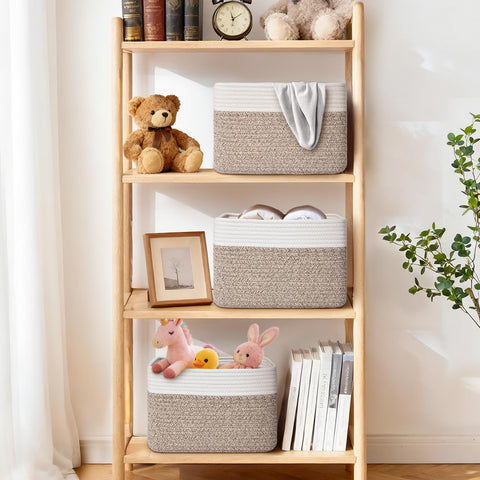 Degeyoyo cotton rope woven basket highlights natural texture for tidy living spaces.