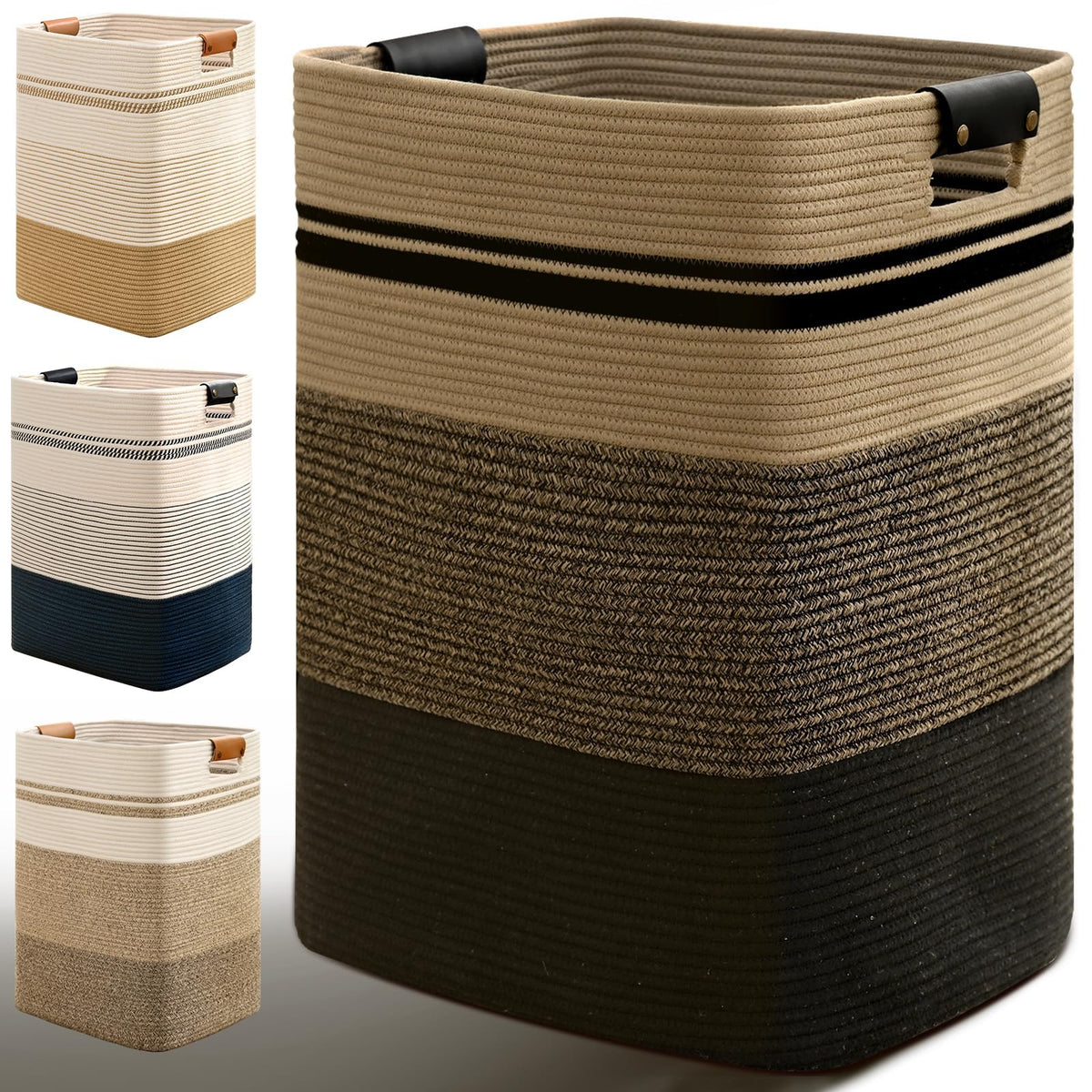 Degeyoyo laundry hamper with leather handles highlights durable design and style.