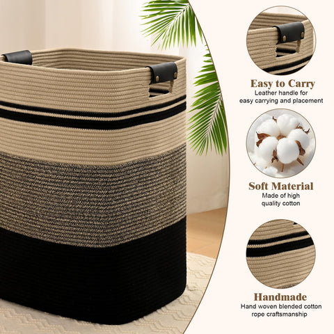 Living room use demonstrates practical organization with a stylish hamper.
