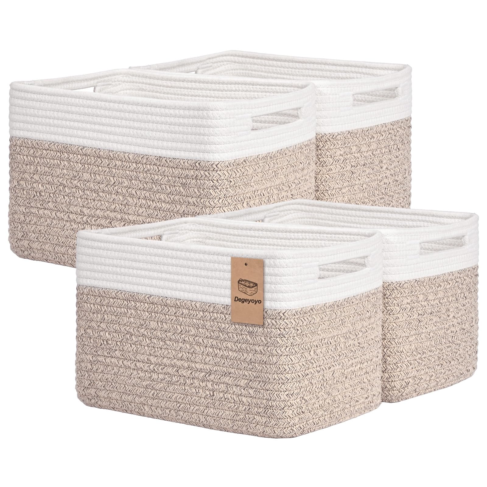 Degeyoyo storage baskets 4-pack on shelf, versatile organization for any room.