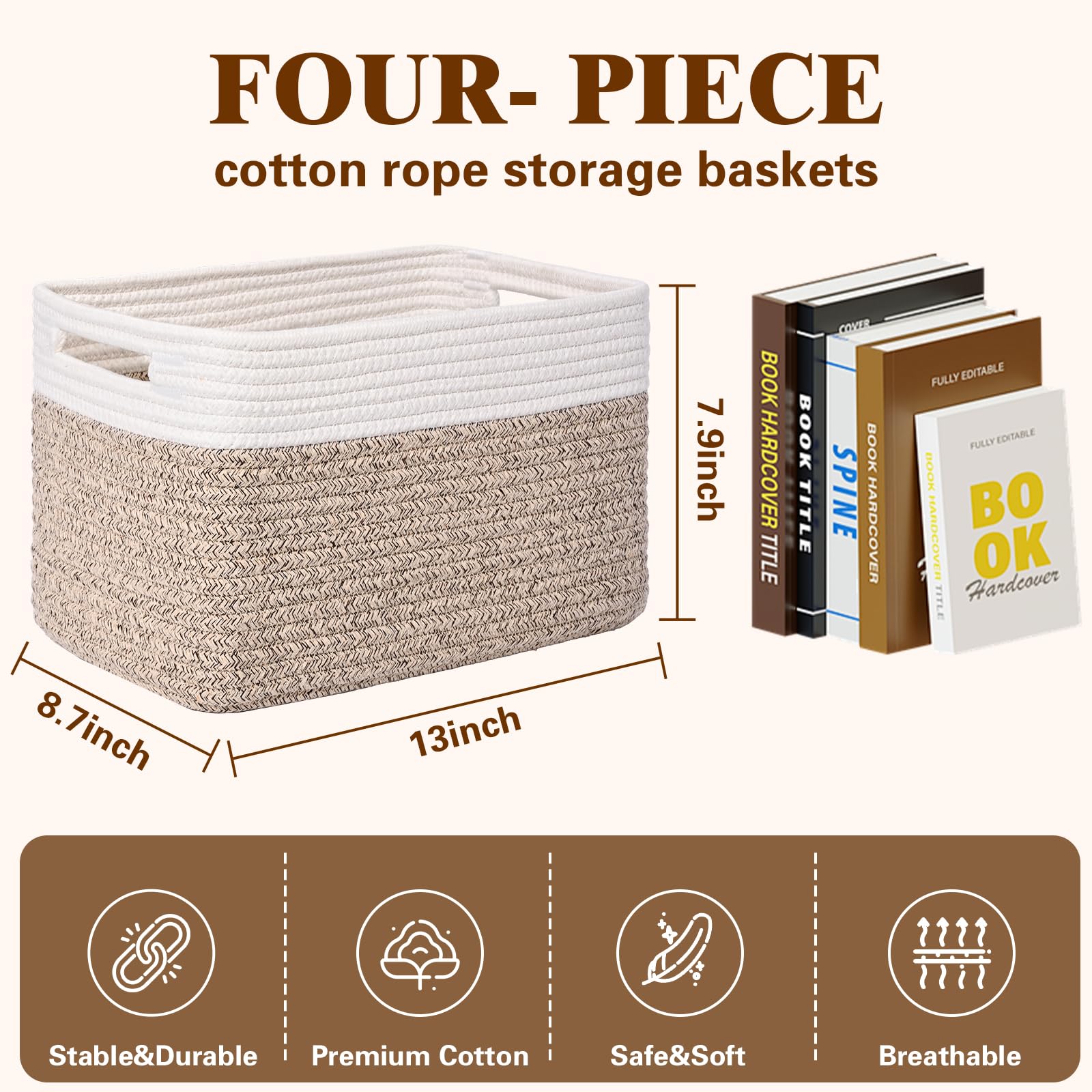 Degeyoyo storage baskets with handles for easy carrying and quick access.