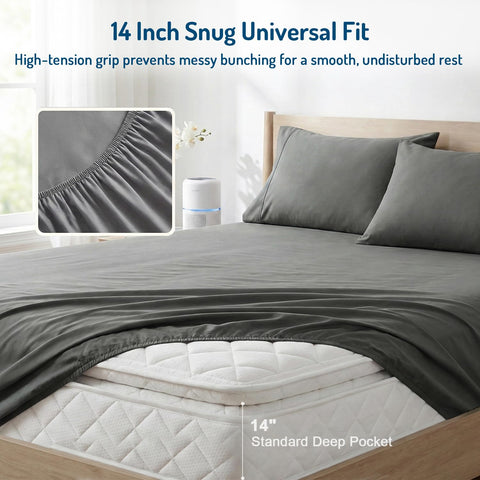 Degrees of Comfort deep-pocket fitted edge on mattress showing secure snug fit