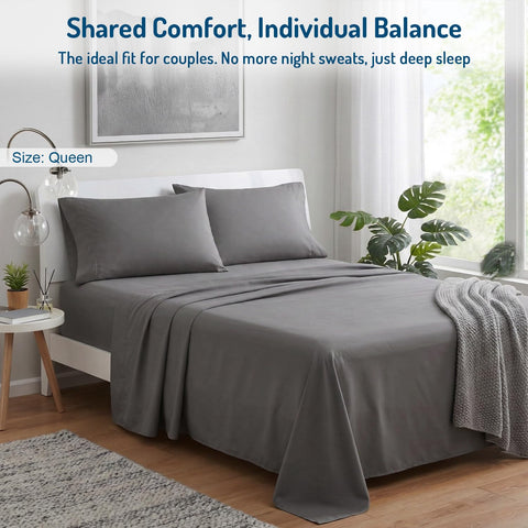 Degrees of Comfort grey packaging and branding for all-season bedding