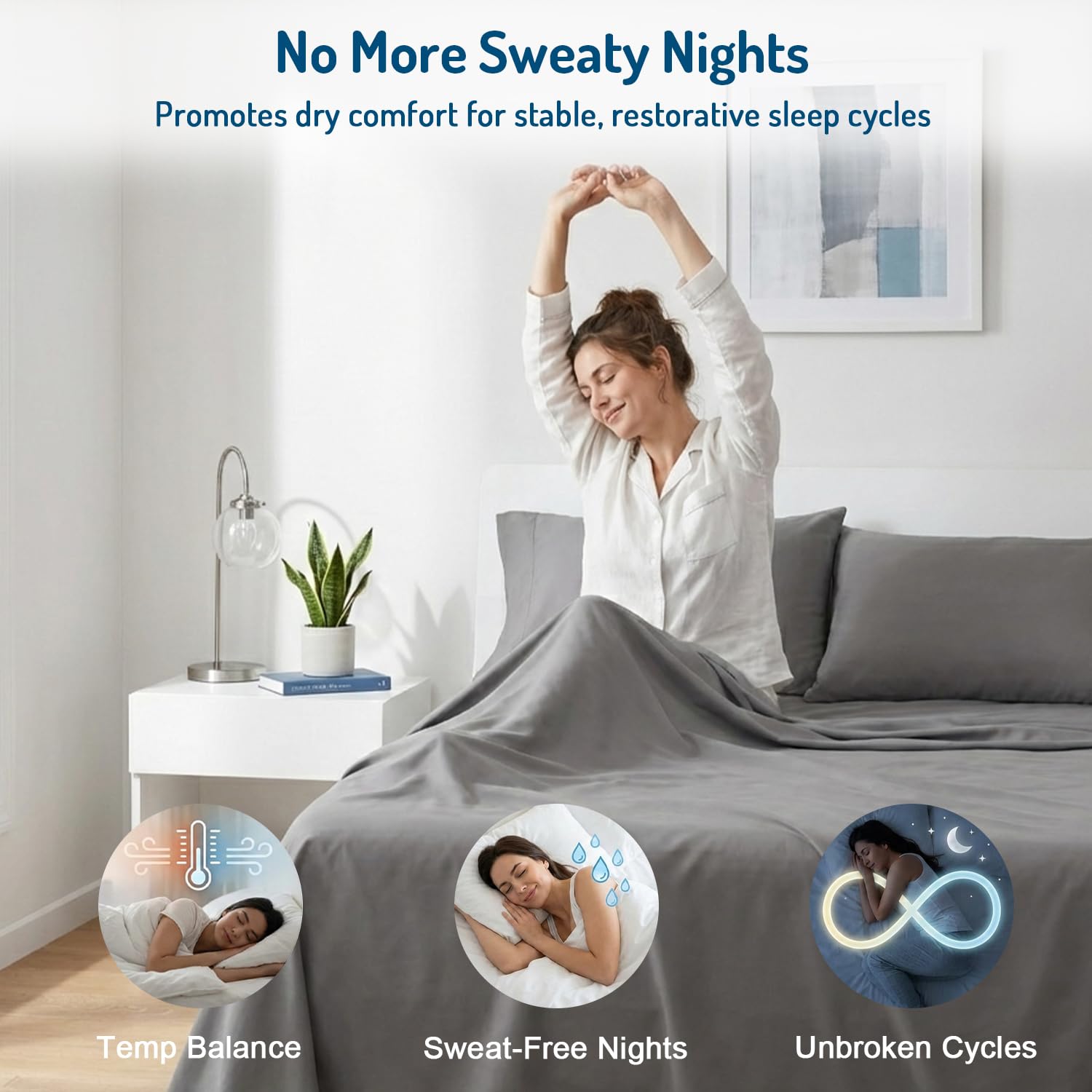 Degrees of Comfort Coolmax queen fitted sheet with 14-inch deep-pocket and 360° elastic for secure fit
