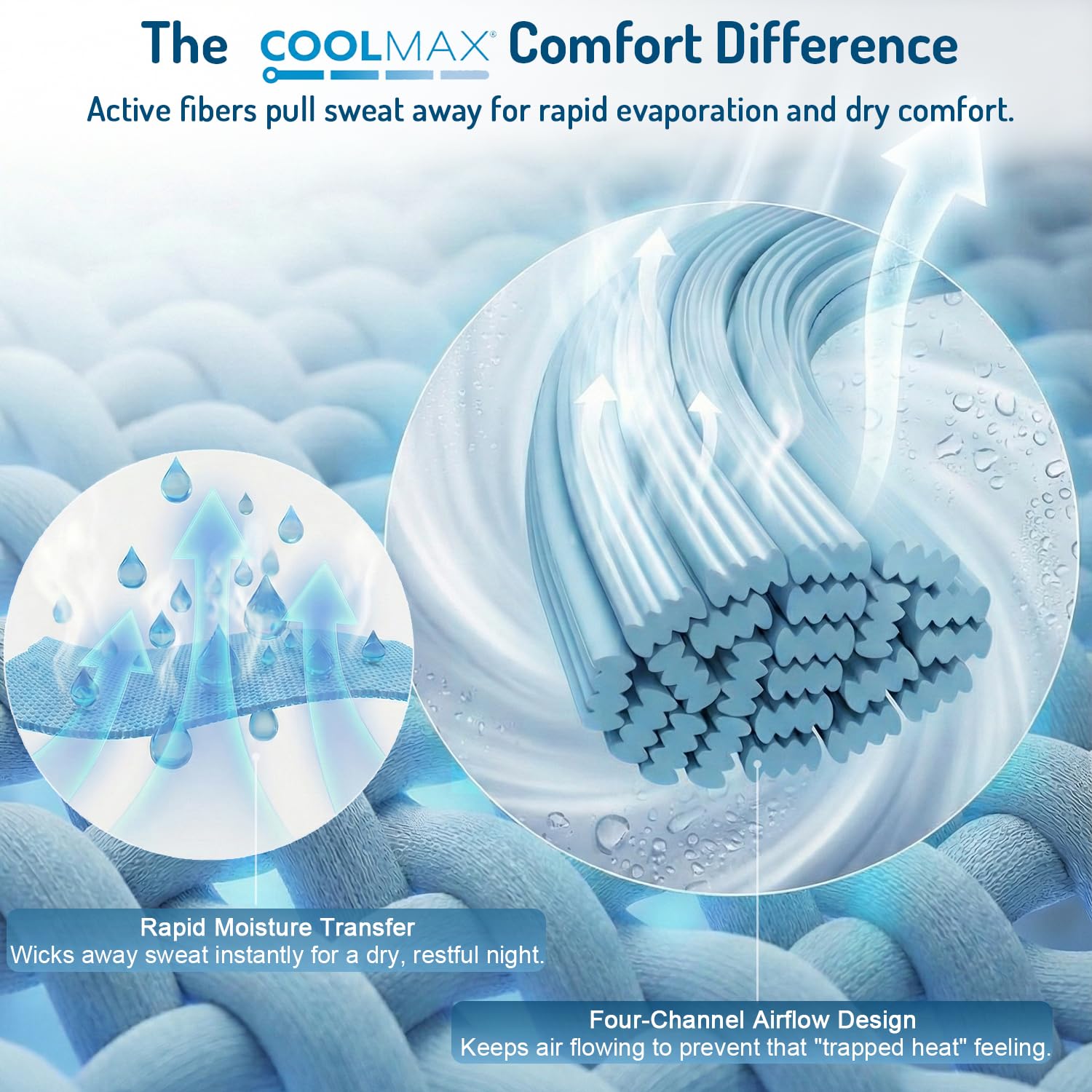 Degrees of Comfort cooling bed sheet pillowcase close-up demonstrating soft, dry-touch feel