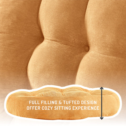 Degrees of Comfort 22-inch diameter cushion ready for floor seating in family rooms.