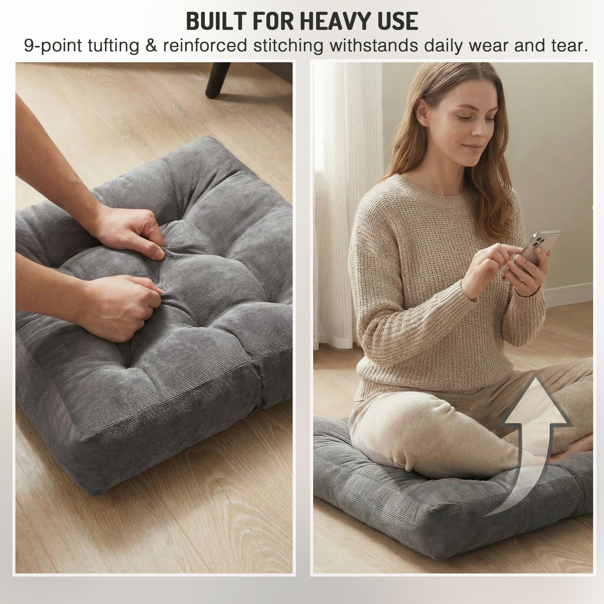 Degrees of Comfort living room floor seat arrangement supports casual lounging