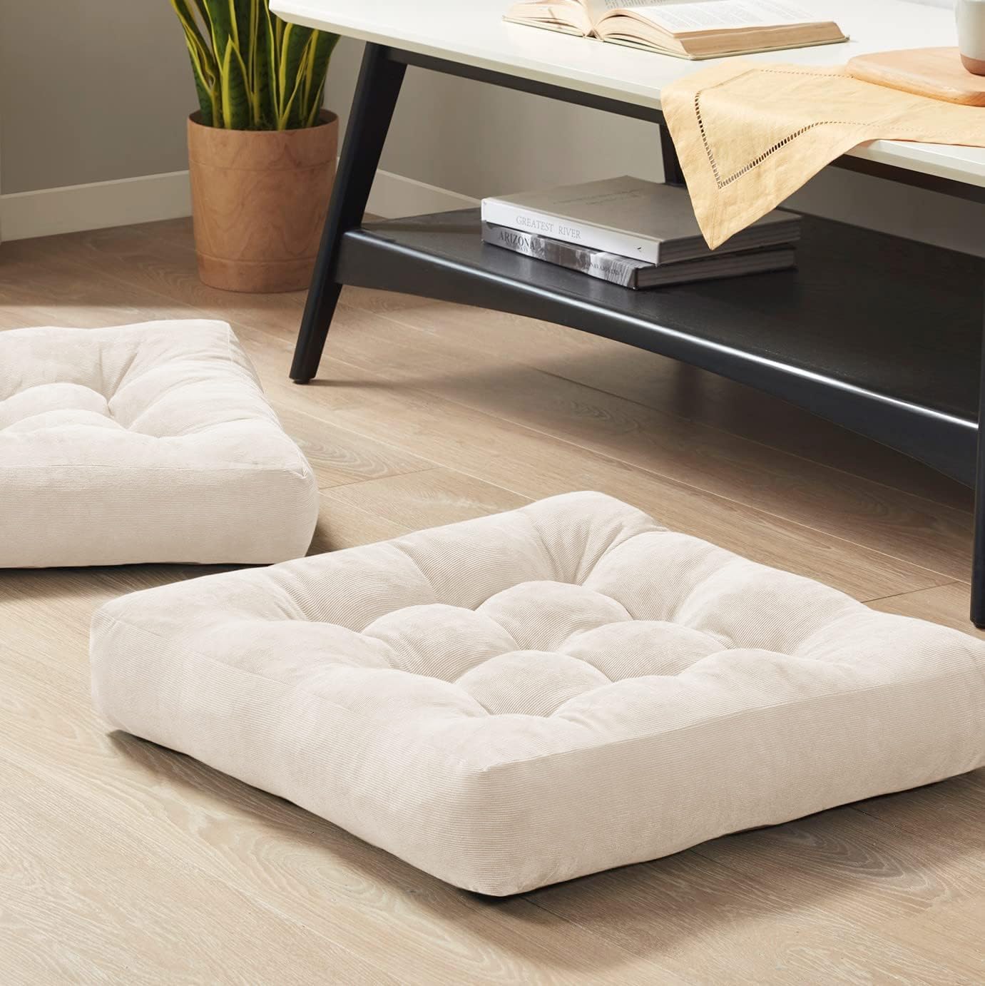 Degrees of Comfort meditation floor pillow beige 22x22 inch set for cozy living room seating.