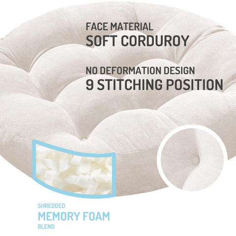 Degrees of Comfort meditation floor pillow pair top view highlighting generous 22-inch diameter.