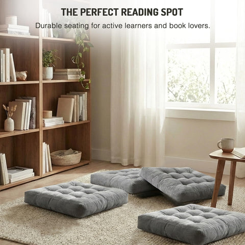 Degrees of Comfort multi-use pillow arrangement ideal for reading, meditation, or games