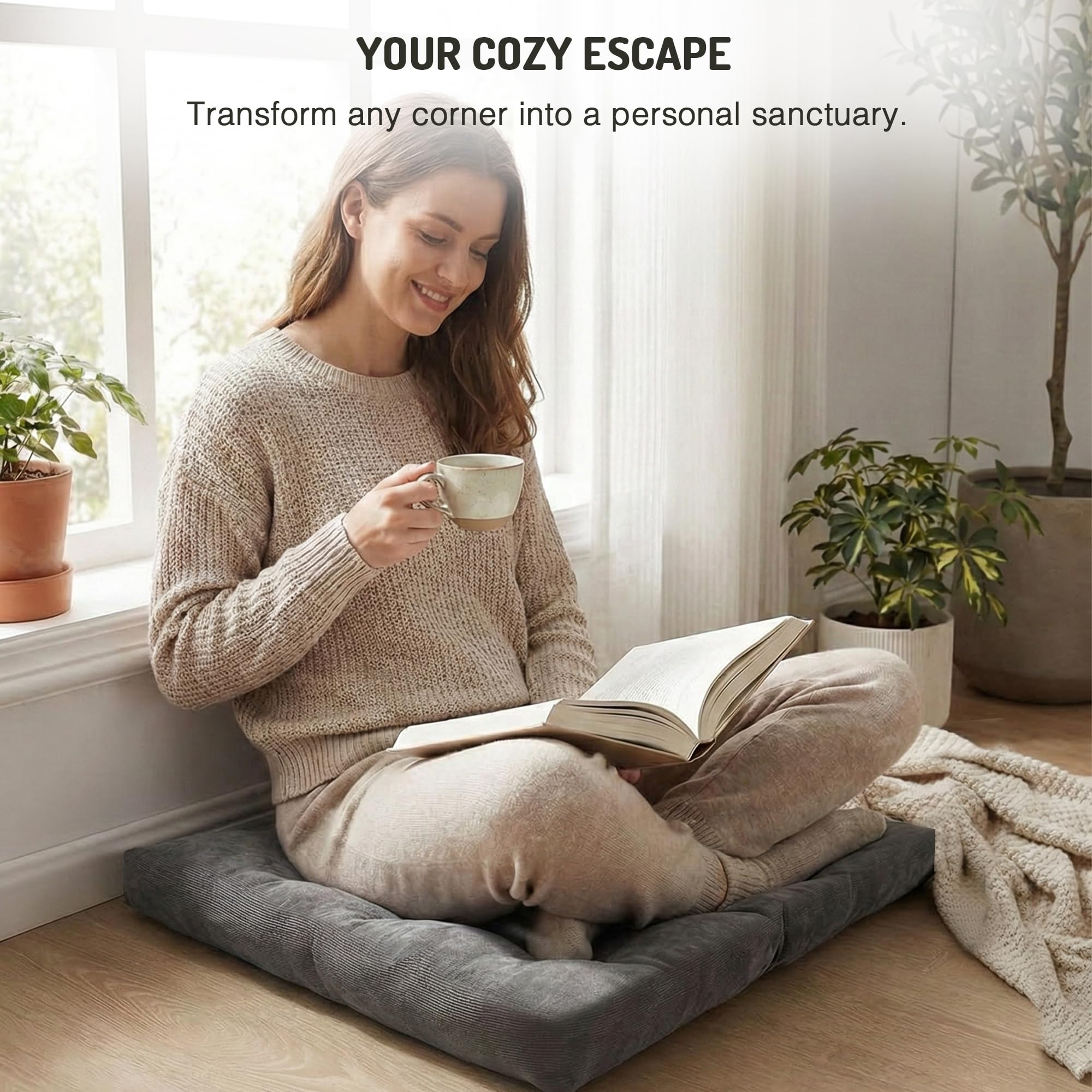 Degrees of Comfort square gray pillow for versatile living room seating