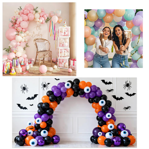 Degxcmli Balloon Arch Kit includes pump for quick setup at parties.