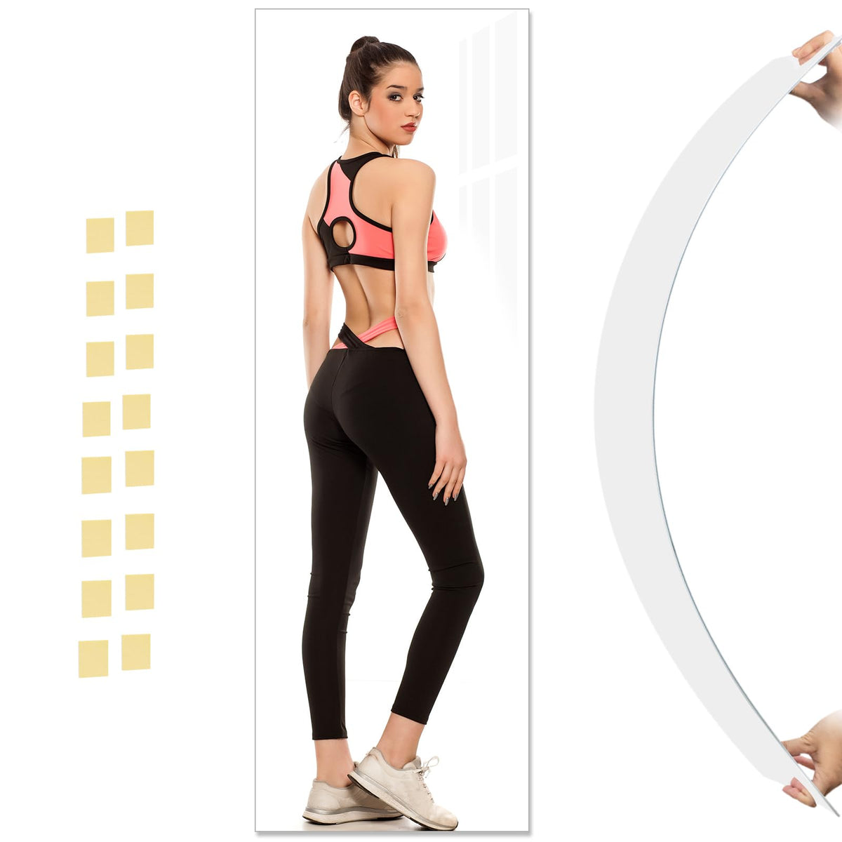 DEHWFT full-length acrylic mirror shows full-body view with shatterproof safety.